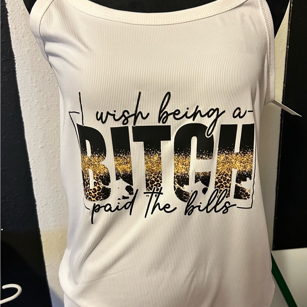 White Tank Top with Bold Graphic Print
